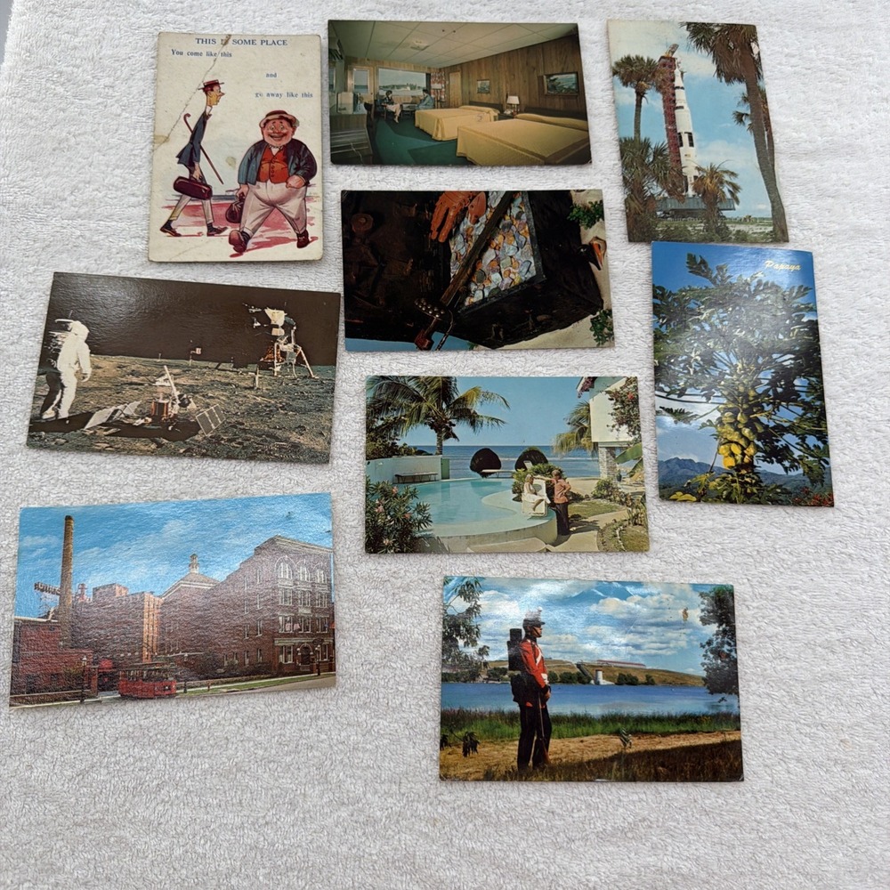 9 Vintage Florida & Jamaica Postcards Never Used Made In USA/Canada/Jamaica